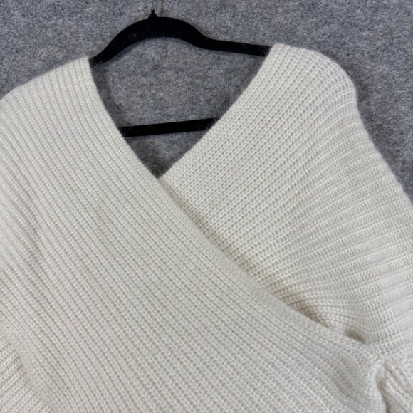 Maje Angora Blend Wrap Sweater Cream V Neck Knit Size Small Luxury Soft Knit - Picture 3 of 15